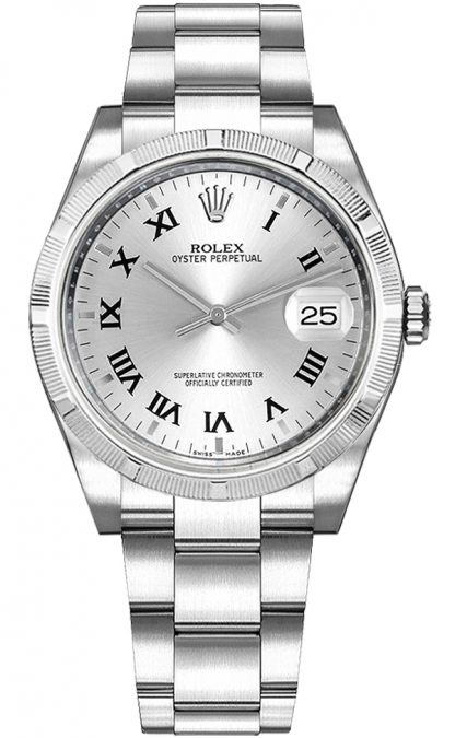 repliche Orologio da donna Rolex Oyster Perpetual Date 34 quadrante argento 115210