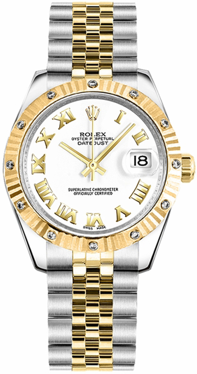 repliche Orologio da polso Rolex Datejust 31 Giubileo in numeri romani bianco 178313