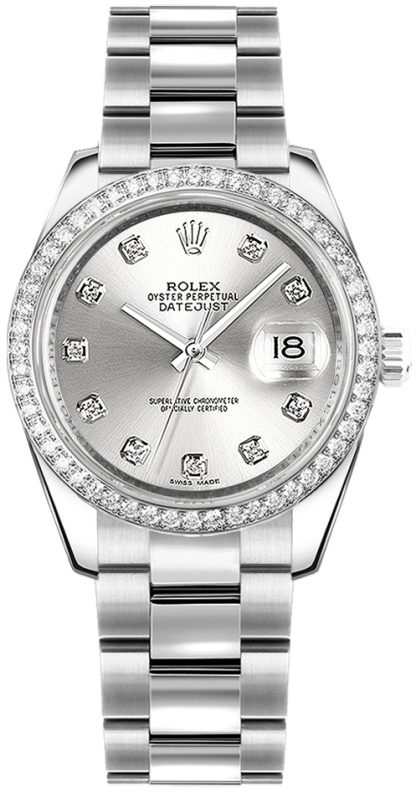 repliche Orologio da polso Rolex Datejust 31 con diamanti in argento Oyster 178384