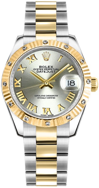 repliche Orologio da polso Rolex Datejust 31 in argento con numeri romani oyster 178313