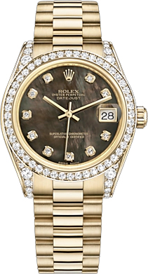 repliche Orologio da polso Rolex Datejust 31 nero madreperla con diamanti President 178158