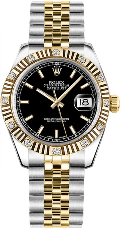 repliche Orologio da polso Rolex Datejust 31 quadrante nero Jubilee 178313