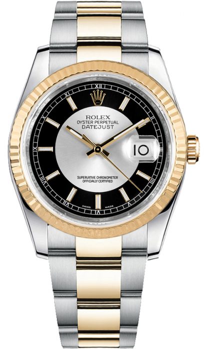 repliche Orologio da polso Rolex Datejust 36 quadrante nero e argento Oyster 116233