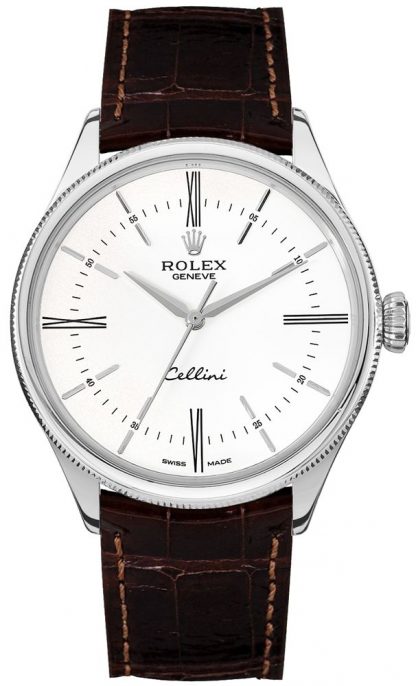 repliche Orologio da uomo Rolex Cellini Time quadrante bianco con indici delle ore 50509