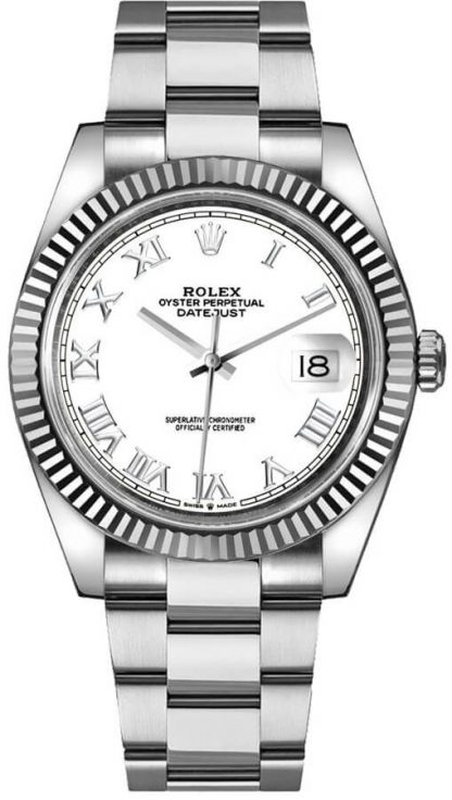 repliche Orologio da uomo Rolex Datejust 41 quadrante bianco Oyster Bracelet 126334