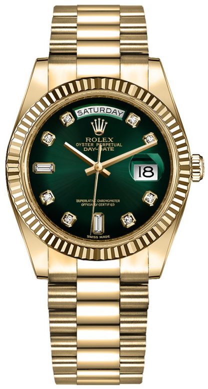 repliche Orologio da uomo Rolex Day-Date 36 quadrante verde diamante orologio da uomo 128238