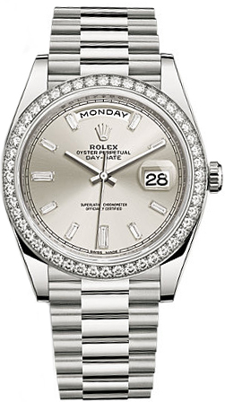 repliche Orologio da uomo Rolex Day-Date 40 in oro bianco massiccio con diamanti 228349RBR