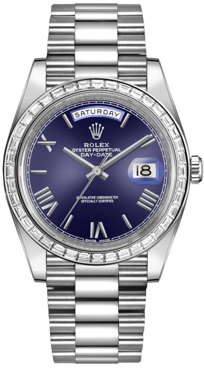repliche Orologio da uomo Rolex Day-Date 40 quadrante blu con bracciale President 228396TBR