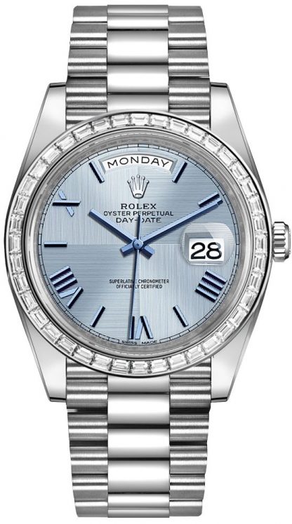 repliche Orologio da uomo Rolex Day-Date 40 quadrante blu ghiaccio 228396TBR