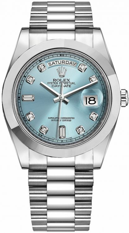 repliche Orologio da uomo Rolex Day-Date 41 quadrante in diamante blu ghiaccio platino 218206