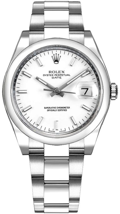 repliche Orologio di lusso Rolex Oyster Perpetual Date 34 quadrante bianco di lusso 115200