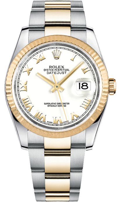 repliche Rolex Datejust 36 Orologio da polso bianco ostrica numerica romana 116233