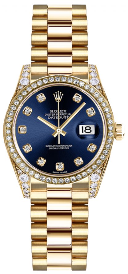 repliche Rolex Lady-Datejust 26 quadrante in oro blu con quadrante in oro 179158